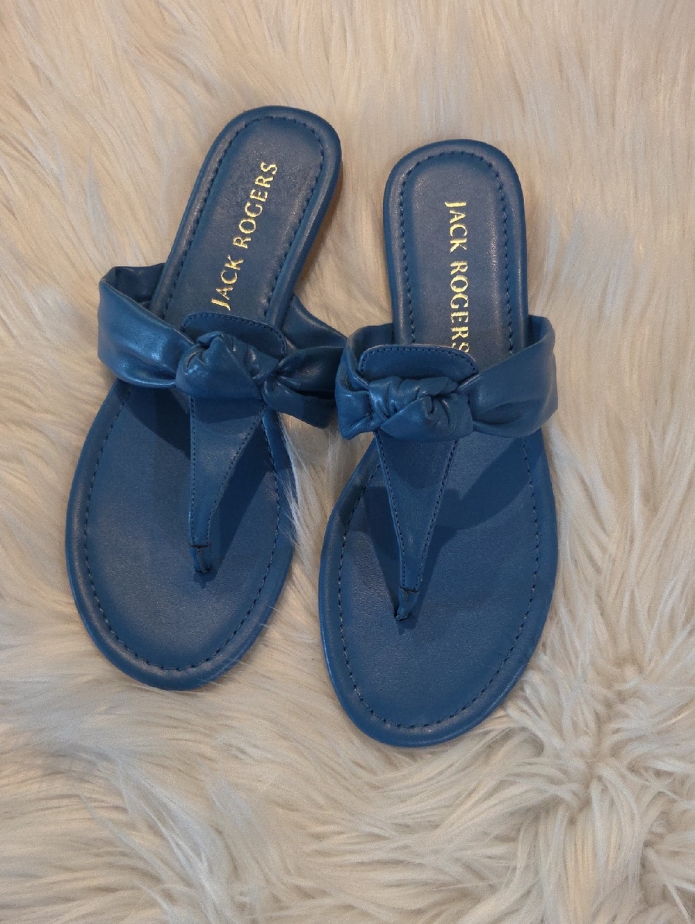 Jack Rogers Blue Knotted Thong Slide Sandals